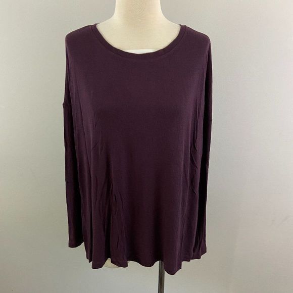 NWT H BY BORDEAUX Purple Cross Back Crew Neck Swea - Picture 2 of 9